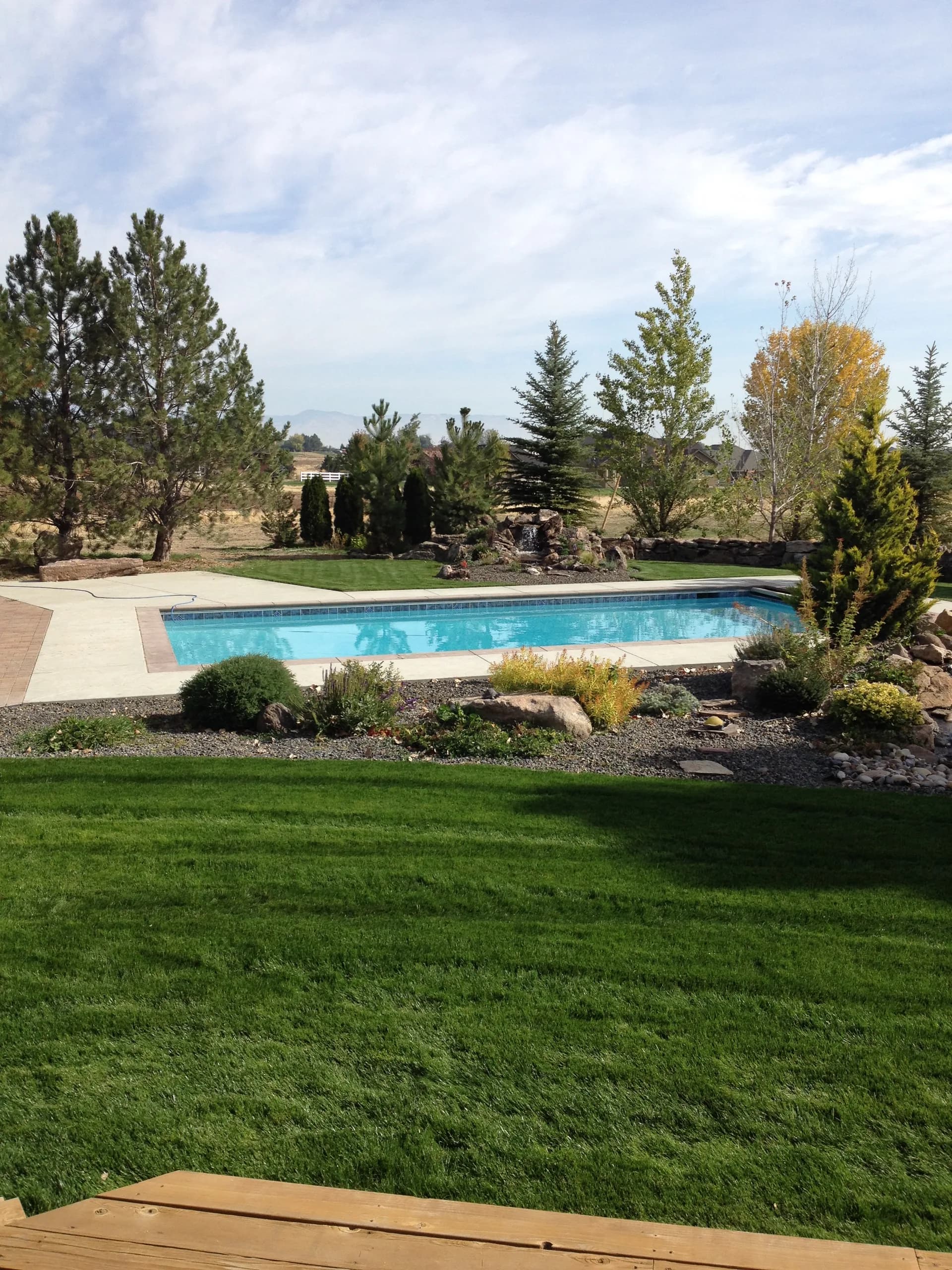 finished custom swimming pool crystal clear water