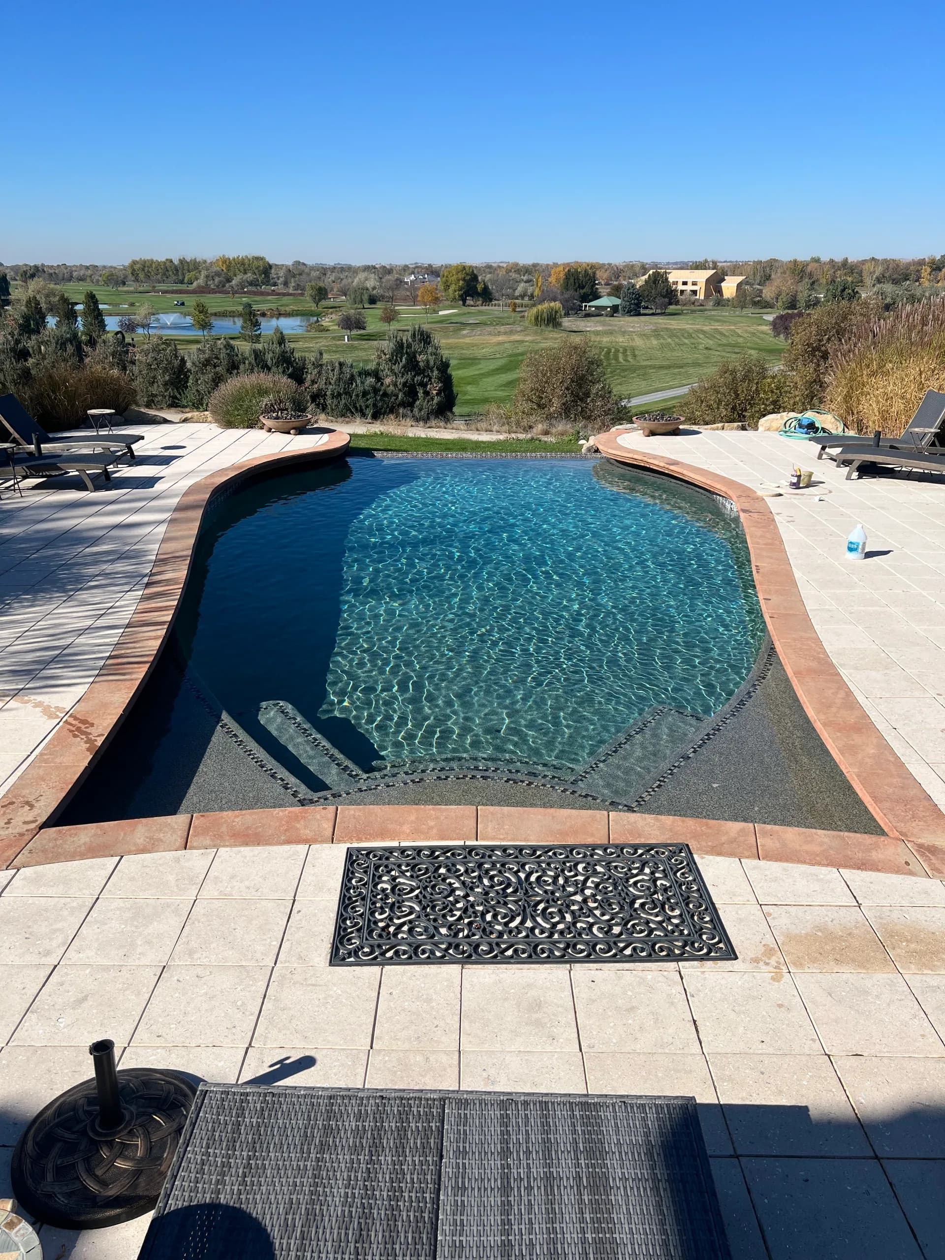 infinity edge luxury gunite pool eagle idaho golf course overlook